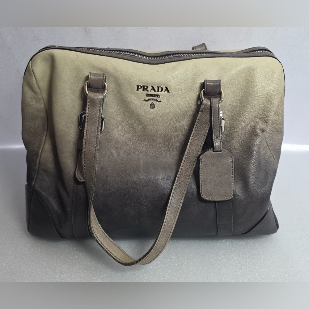 RARE Prada 2007 Ombre Matte Glace Leather Bowler Boston Collector Runway
